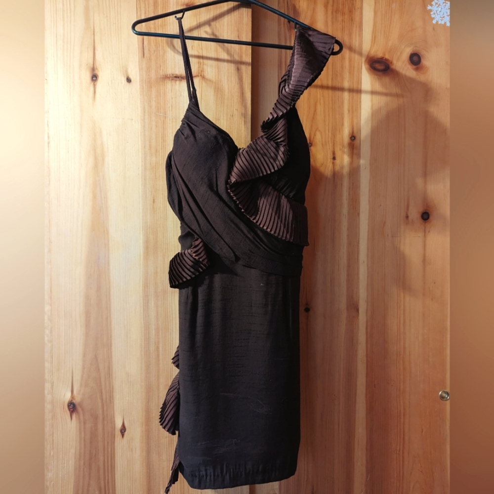 C Luce Anthropologie Crimp Dress wine color